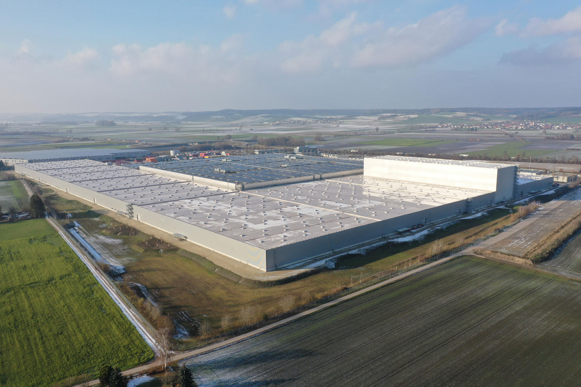 Birds-eye view of the BMW logistics centre in Dingolfing