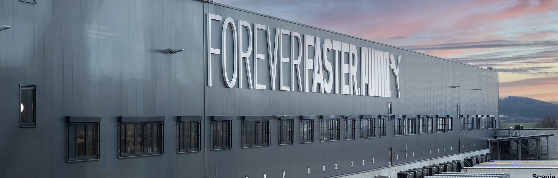 Facade of Puma’s logistics center