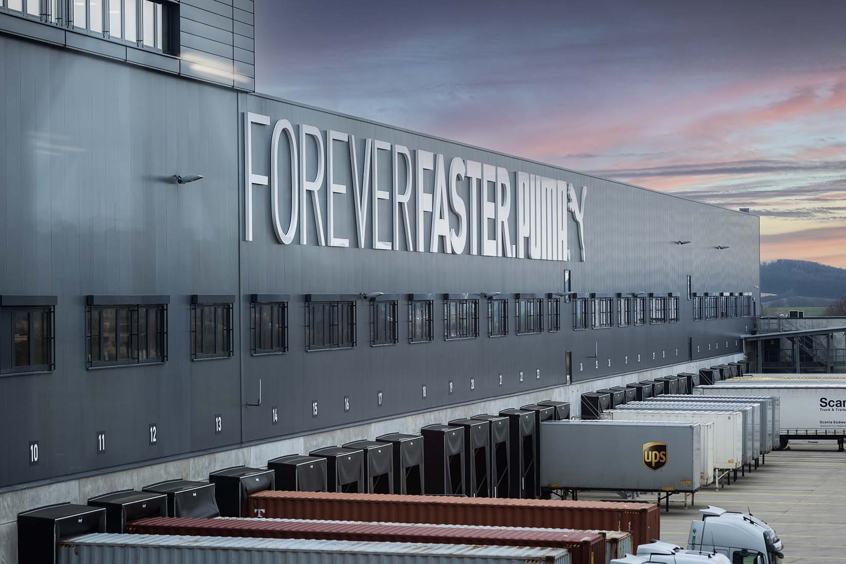 Facade of Puma’s logistics center