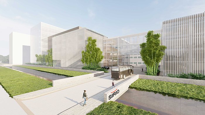 3D animation of the new headquarters of Sirio
