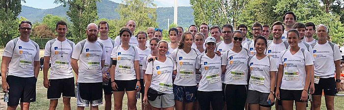 Participants of the NCT fundraising run with white T-shirts