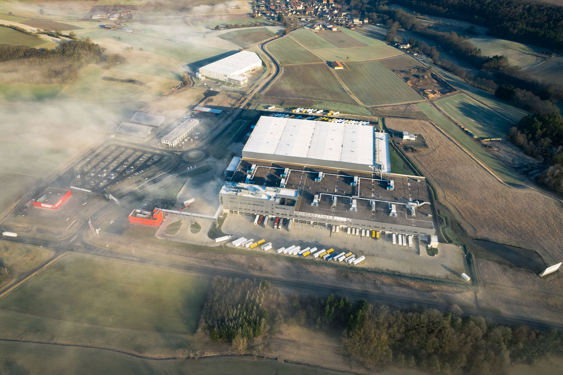 Aerial view of the new multi-channel warehouse 